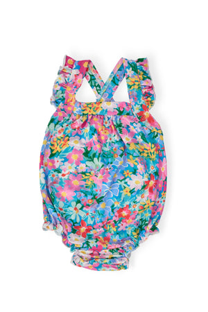 Preppy Floral Ruffle Cross Back Romper-Mila & Rose ®