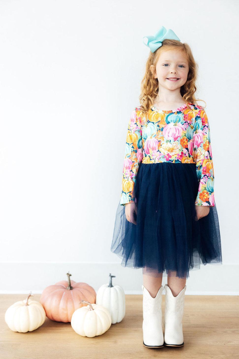 Preppy Patch L/S Tutu Dress-Mila & Rose ®