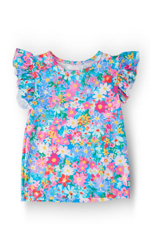 Preppy Floral S/S Ruffle Tee-Mila & Rose ®