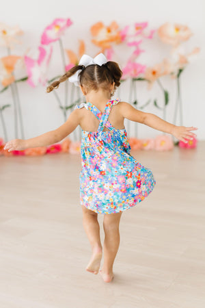 Preppy Floral Ruffle Cross Back Dress-Mila & Rose ®