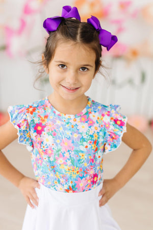Preppy Floral S/S Ruffle Tee-Mila & Rose ®
