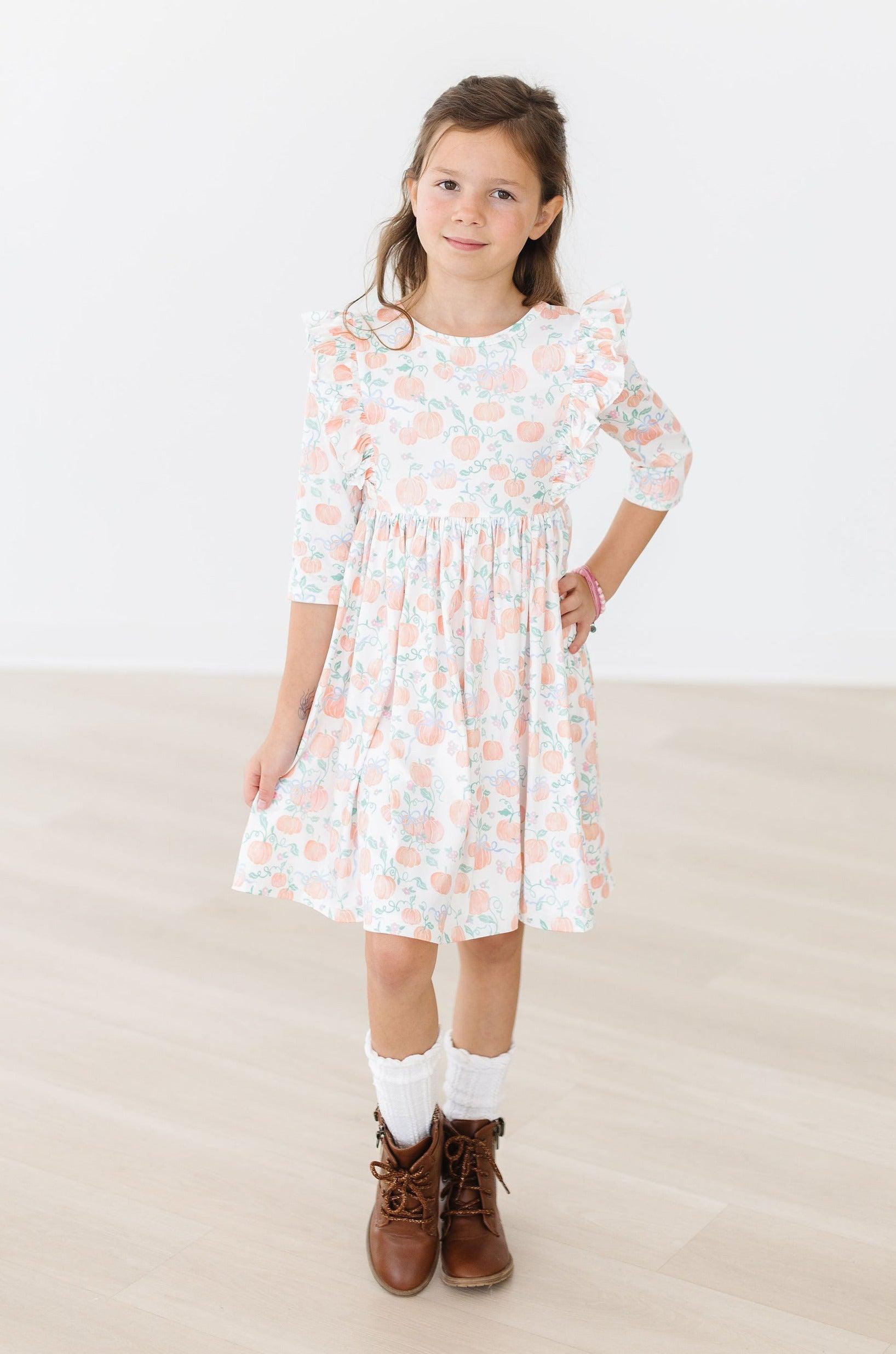 Pretty Pumpkins Ruffle Twirl Dress-Mila & Rose ®