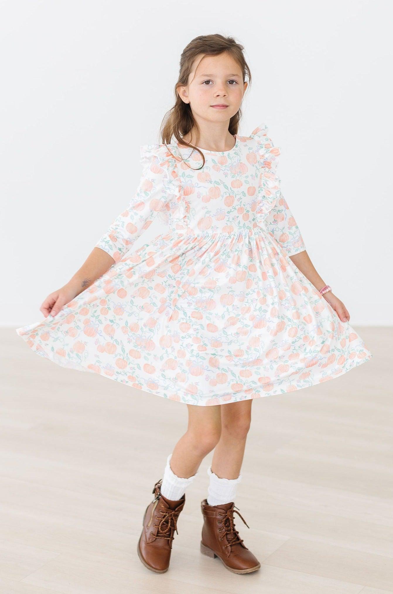 Pretty Pumpkins Ruffle Twirl Dress-Mila & Rose ®