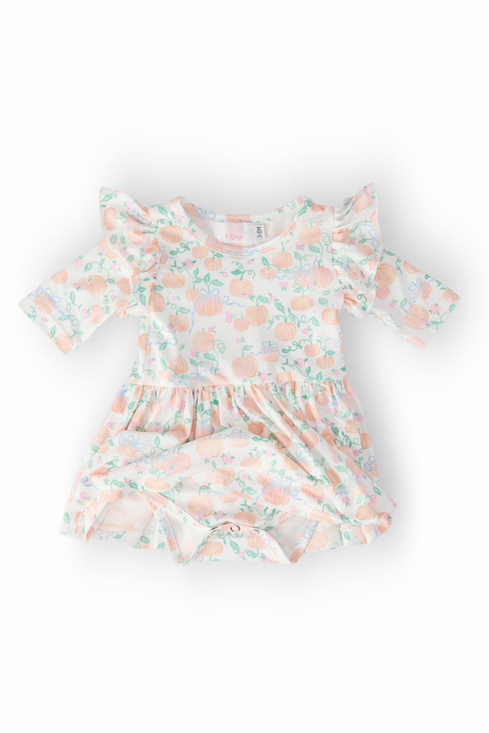Pretty Pumpkins 3/4 Sleeve Flutter Twirl Bodysuit-Mila & Rose ®