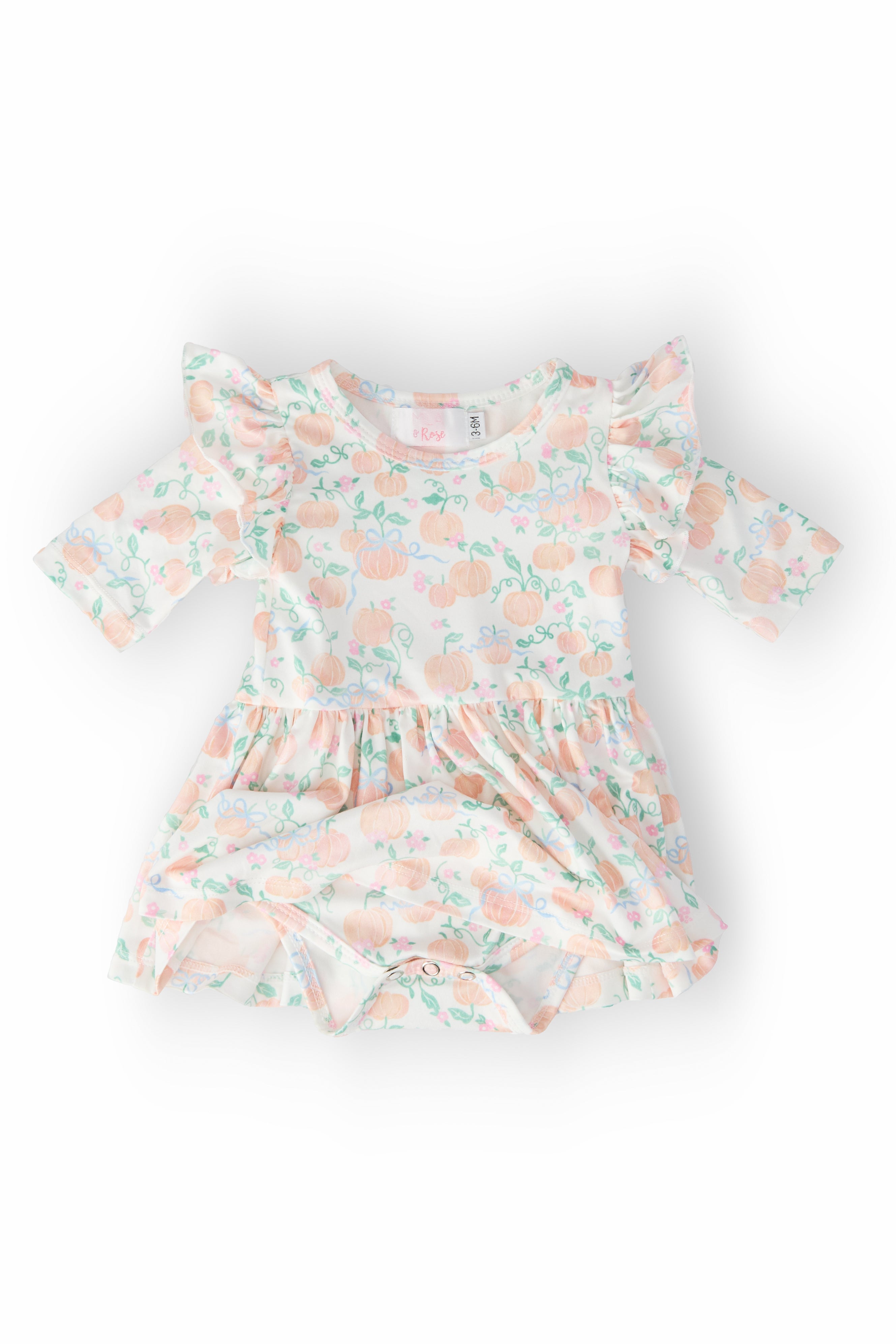Pretty Pumpkins Twirl Flutter Bodysuit-Mila & Rose ®