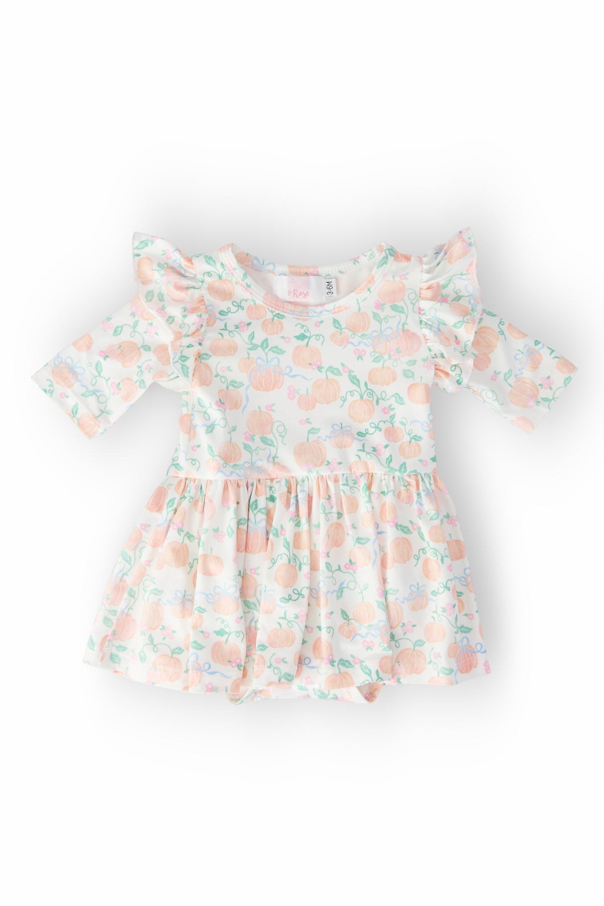 Pretty Pumpkins 3/4 Sleeve Flutter Twirl Bodysuit-Mila & Rose ®