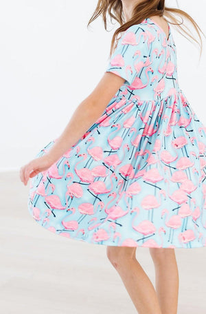 Pretty in Pink Flamingos S/S Pocket Twirl Dress-Mila & Rose ®