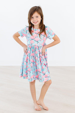 Pretty in Pink Flamingos S/S Pocket Twirl Dress-Mila & Rose ®