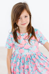 Pretty in Pink Flamingos S/S Pocket Twirl Dress-Mila & Rose ®