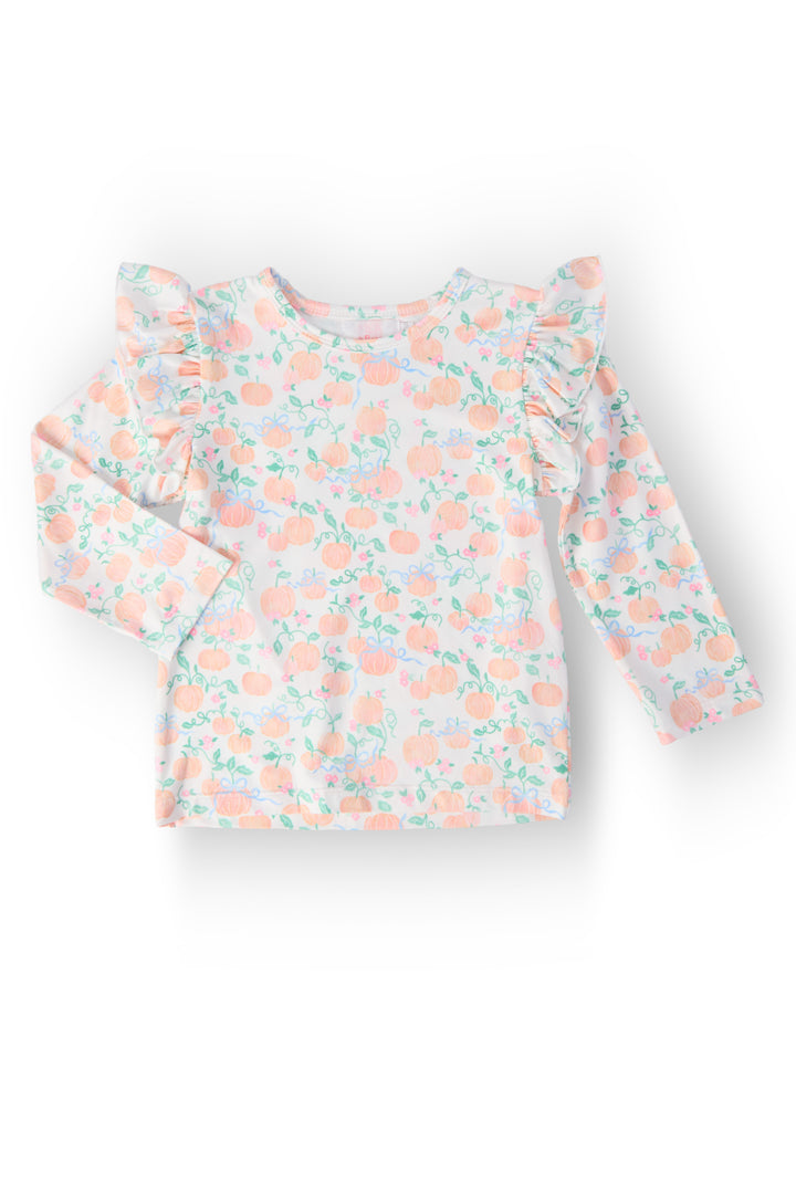 Pretty Pumpkins L/S Ruffle Tee-Mila & Rose ®