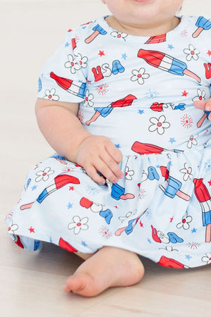(S) Proudly Patriotic S/S Twirl Bodysuit-Mila & Rose ®