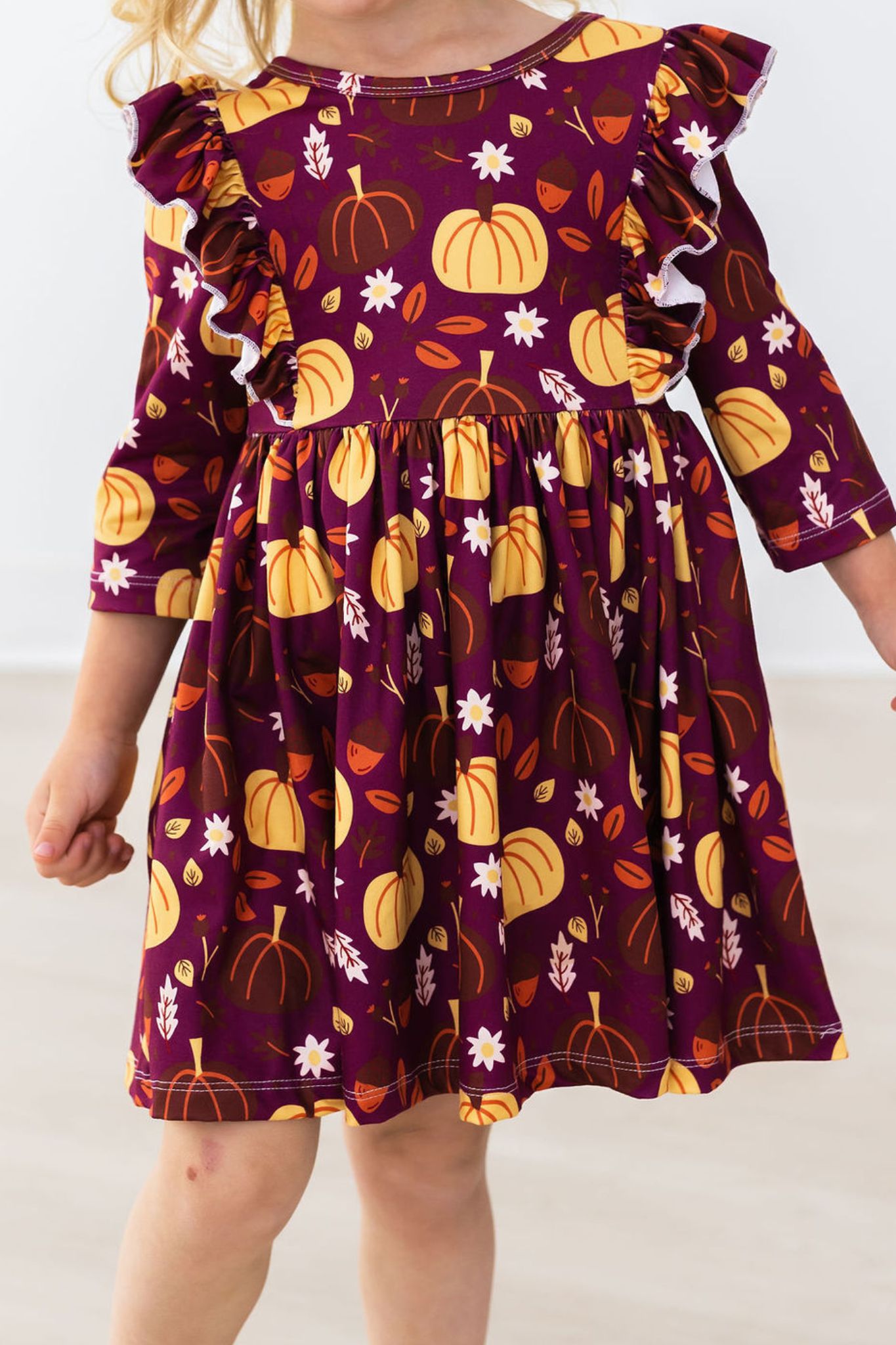 Pumpkin Patch 3/4 Sleeve Ruffle Twirl Dress-Mila & Rose ®
