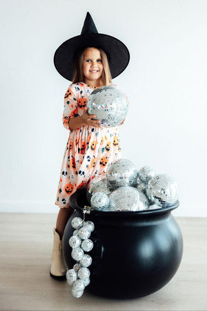 Pumpkin Peekaboo 3/4 Sleeve Pocket Twirl Dress-Mila & Rose ®