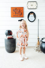Pumpkin Peekaboo 3/4 Sleeve Pocket Twirl Dress-Mila & Rose ®