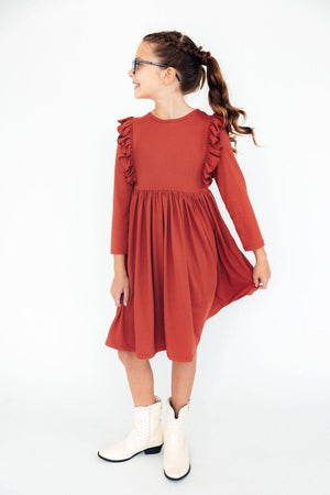 Pumpkin Spice L/S Ruffle Twirl Dress-Mila & Rose ®