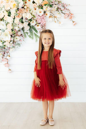 Pumpkin Spice Shimmer 3/4 Sleeve Tutu Dress-Mila & Rose ®