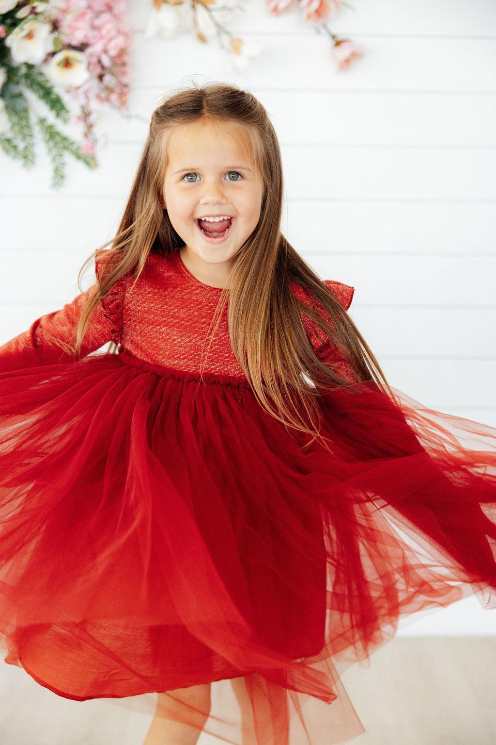 Pumpkin Spice Shimmer 3/4 Sleeve Tutu Dress-Mila & Rose ®