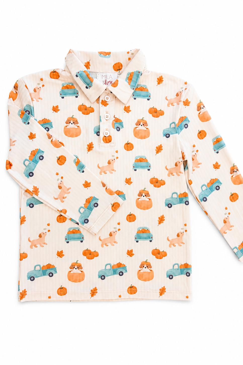 Pumpkin Spice Pups L/S Polo-Mila & Rose ®