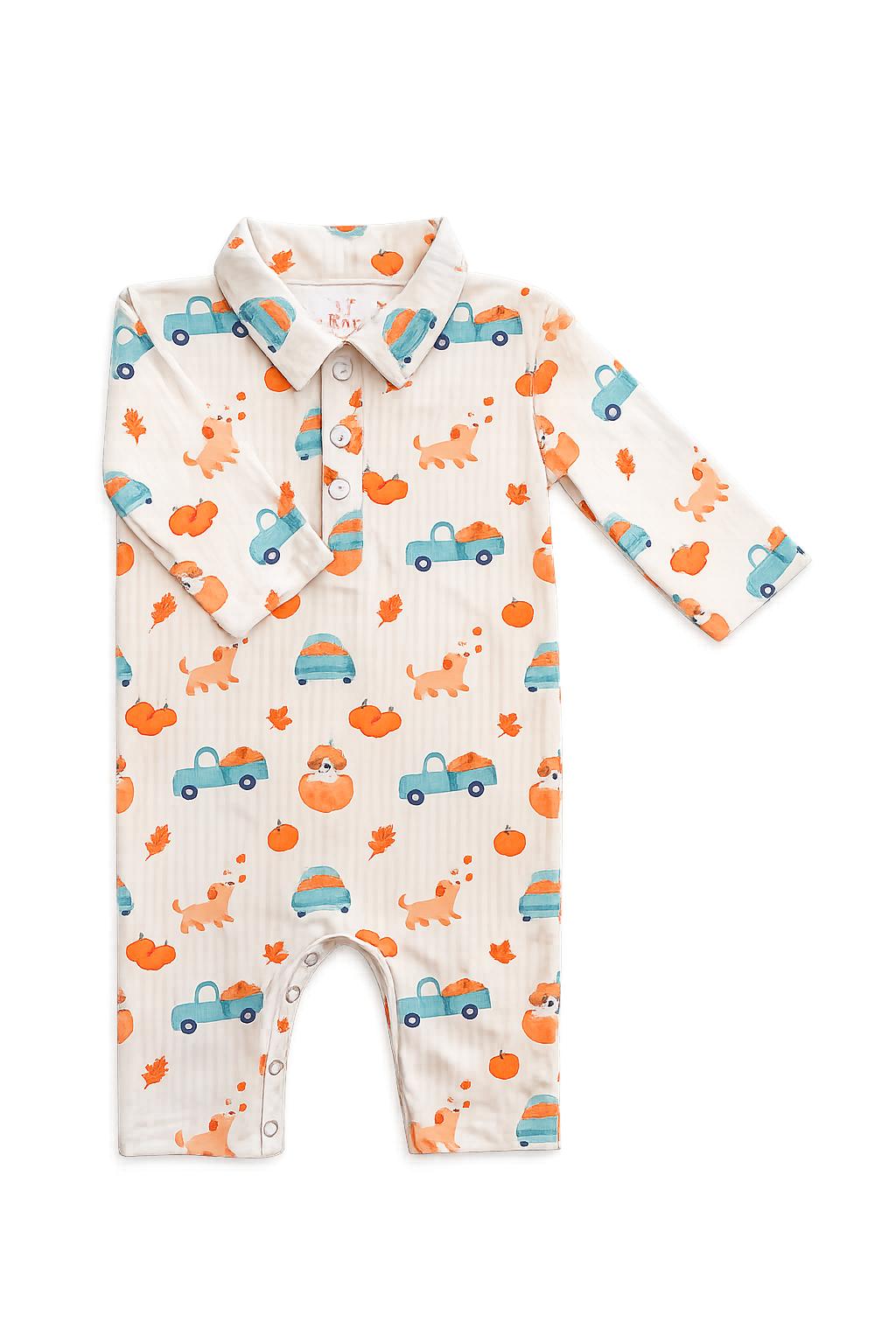 Pumpkin Spice Pups L/S Polo One-Piece-Mila & Rose ®