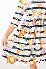 Pumpkins & Peonies 3/4 Sleeve Pocket Twirl Dress-Mila & Rose ®