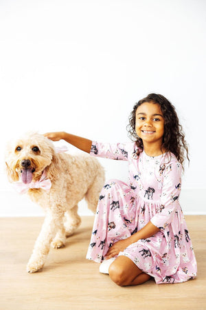 Puppy Kisses 3/4 Sleeve Pocket Twirl Dress-Mila & Rose ®