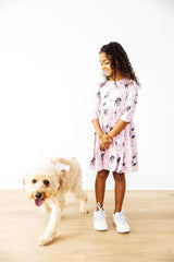 Puppy Kisses 3/4 Sleeve Pocket Twirl Dress-Mila & Rose ®