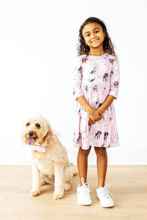Puppy Kisses 3/4 Sleeve Pocket Twirl Dress-Mila & Rose ®