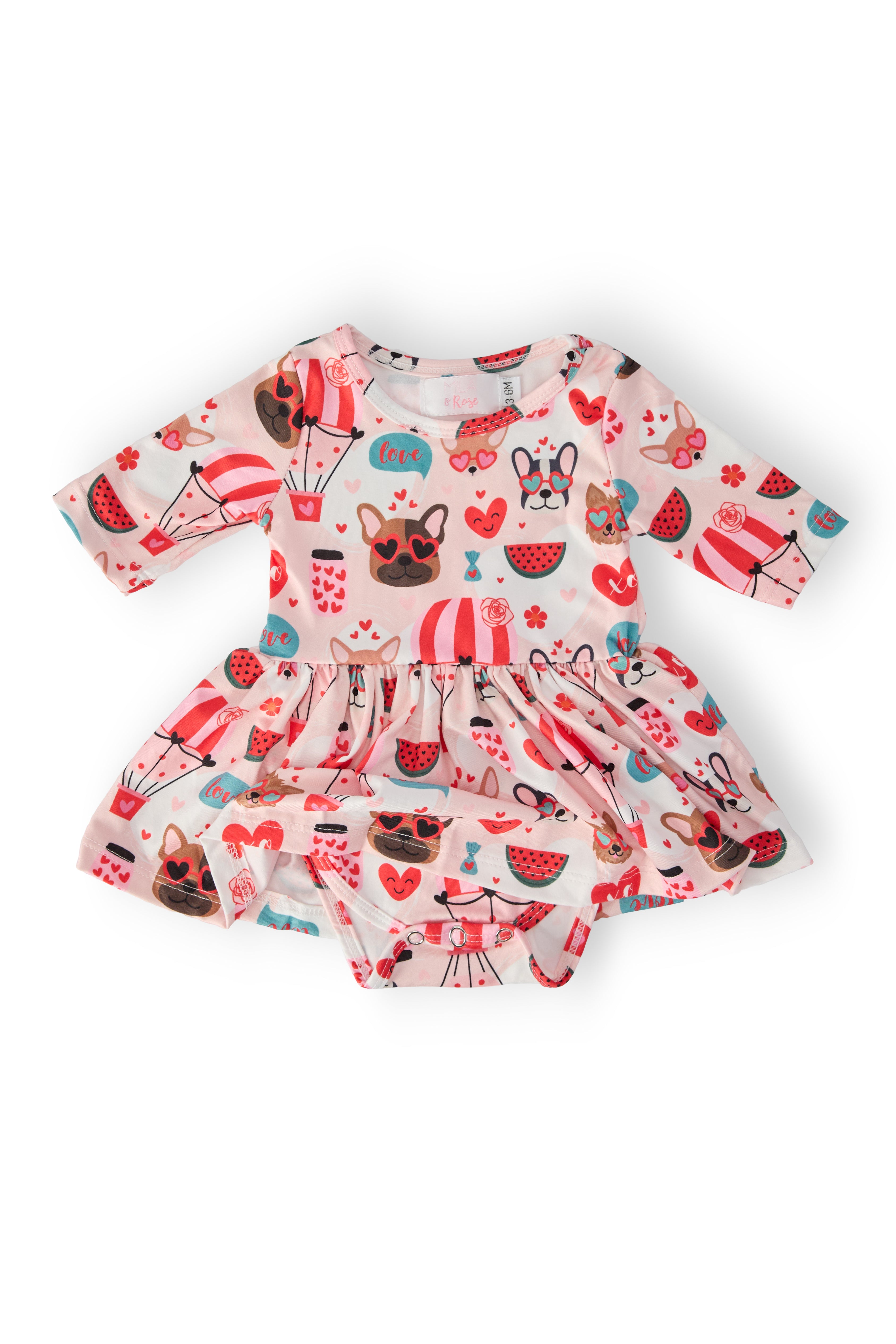 Puppy Love 3/4 Sleeve Twirl Bodysuit-Mila & Rose ®