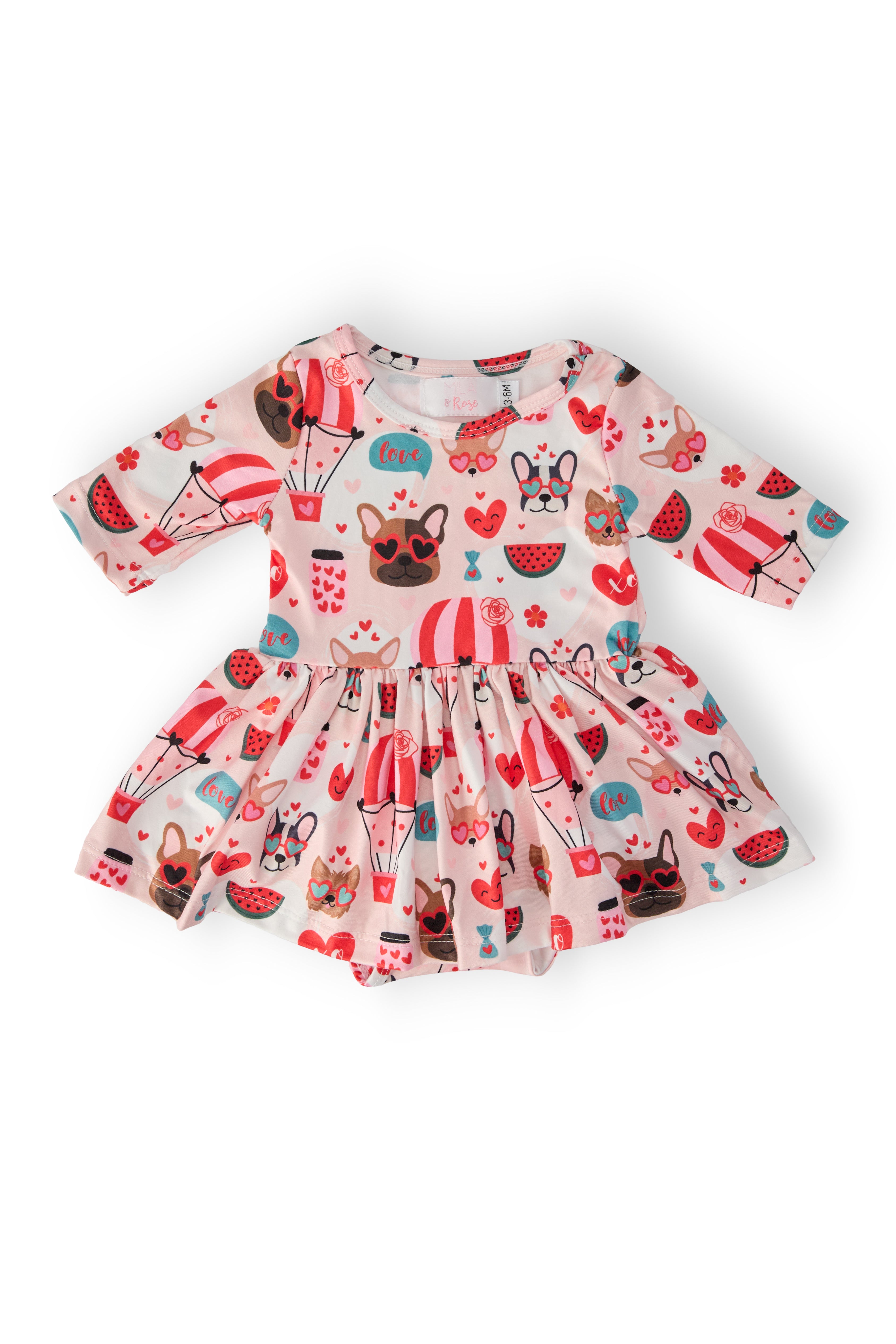 Puppy Love 3/4 Sleeve Twirl Bodysuit-Mila & Rose ®