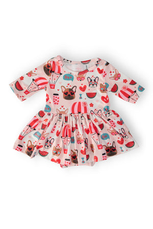Puppy Love 3/4 Sleeve Twirl Bodysuit-Mila & Rose ®