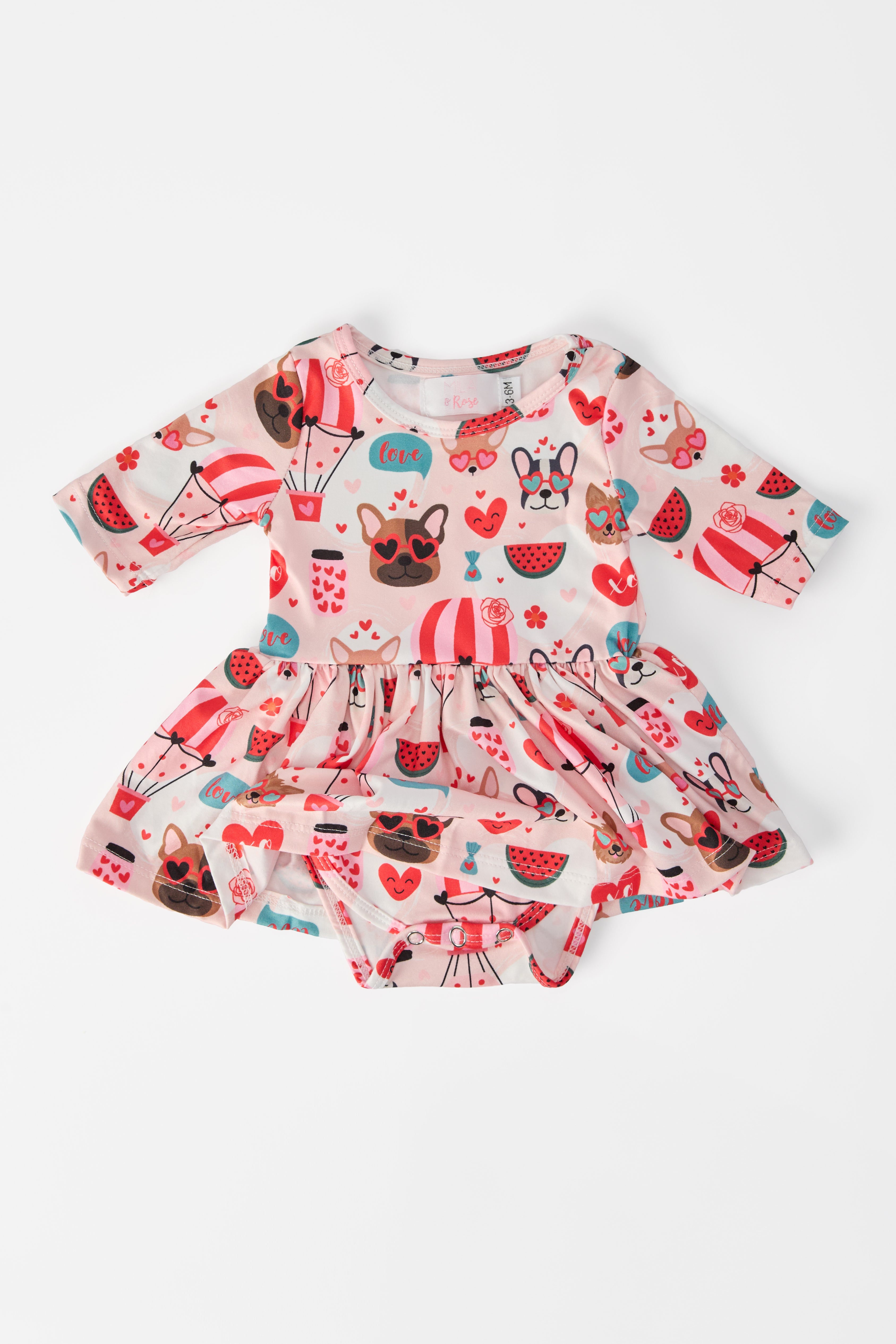 Puppy Love 3/4 Sleeve Twirl Bodysuit-Mila & Rose ®