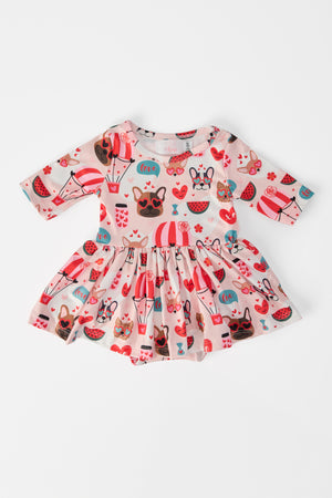 Puppy Love 3/4 Sleeve Twirl Bodysuit-Mila & Rose ®