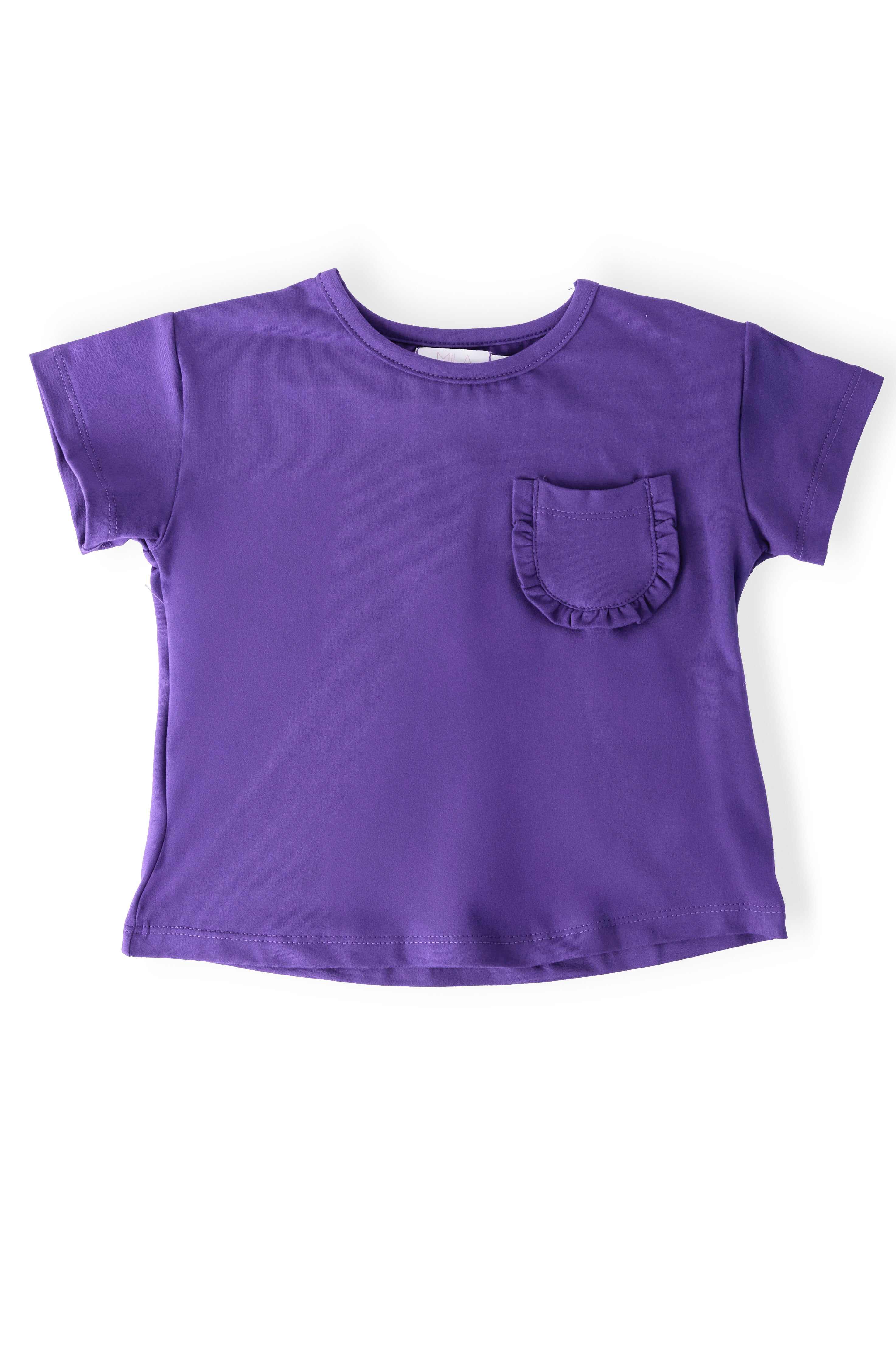 Purple Ruffle Pocket Tee-Mila & Rose ®