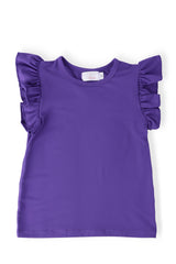 Purple S/S Ruffle Tee-Mila & Rose ®