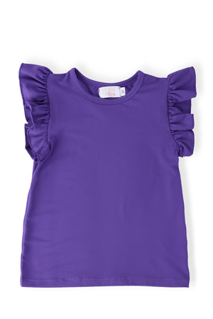 Purple S/S Ruffle Tee-Mila & Rose ®