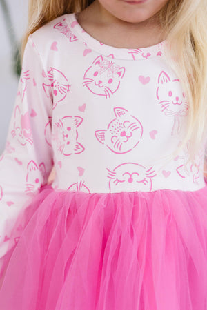 (V) Purr-fectly Pink L/S Tutu Dress-Mila & Rose ®