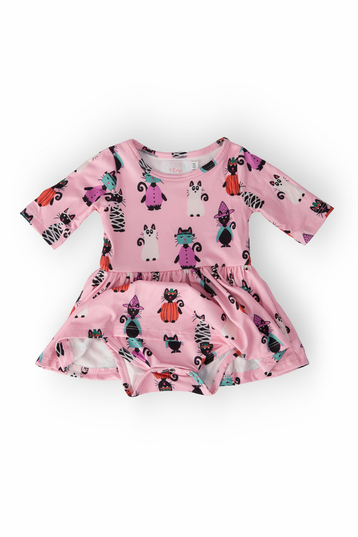 Purr-fectly Spooky 3/4 Sleeve Twirl Bodysuit-Mila & Rose ®