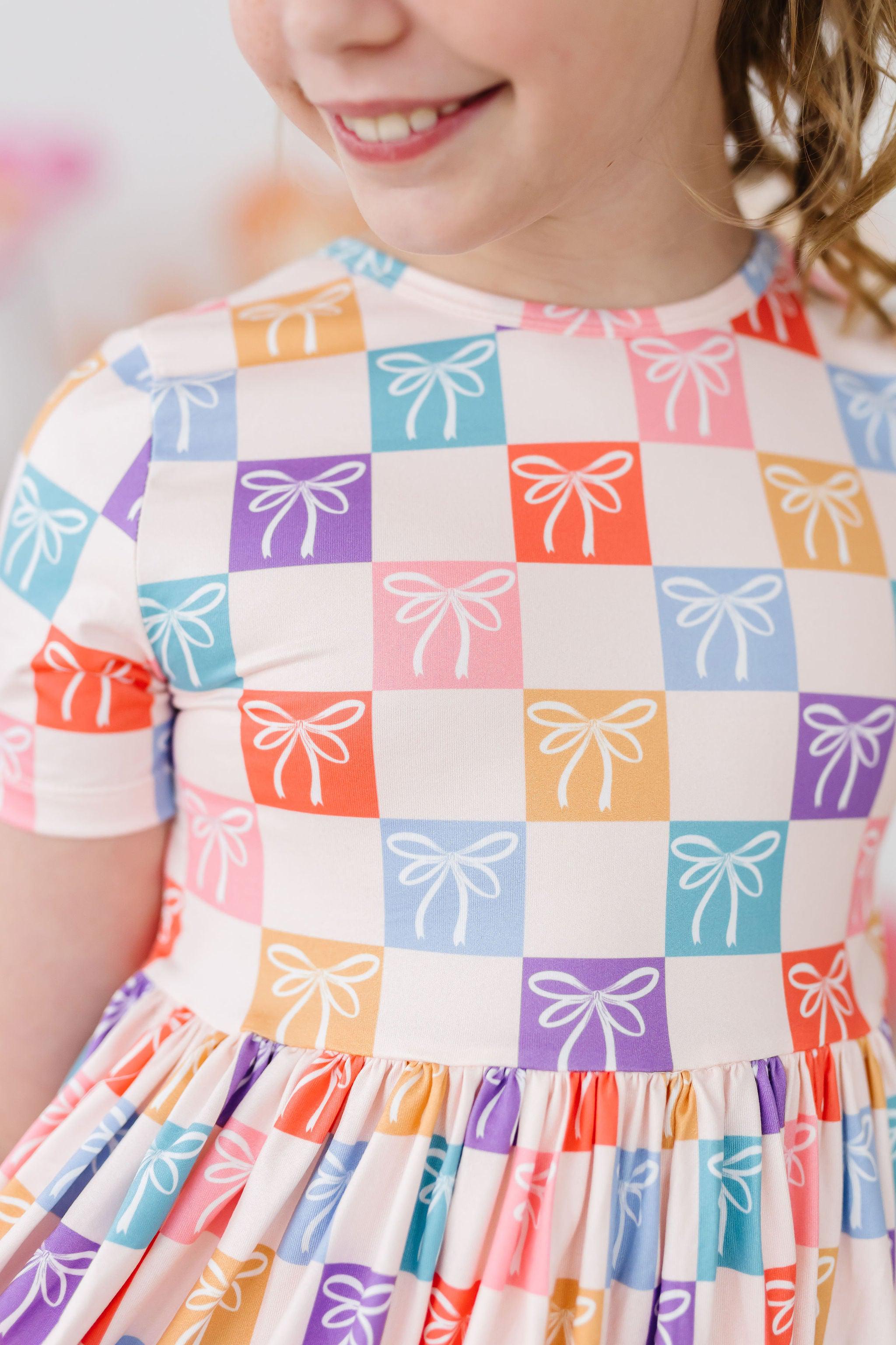 SALE Rainbow Ribbons S/S Pocket Twirl Dress-Mila & Rose ®