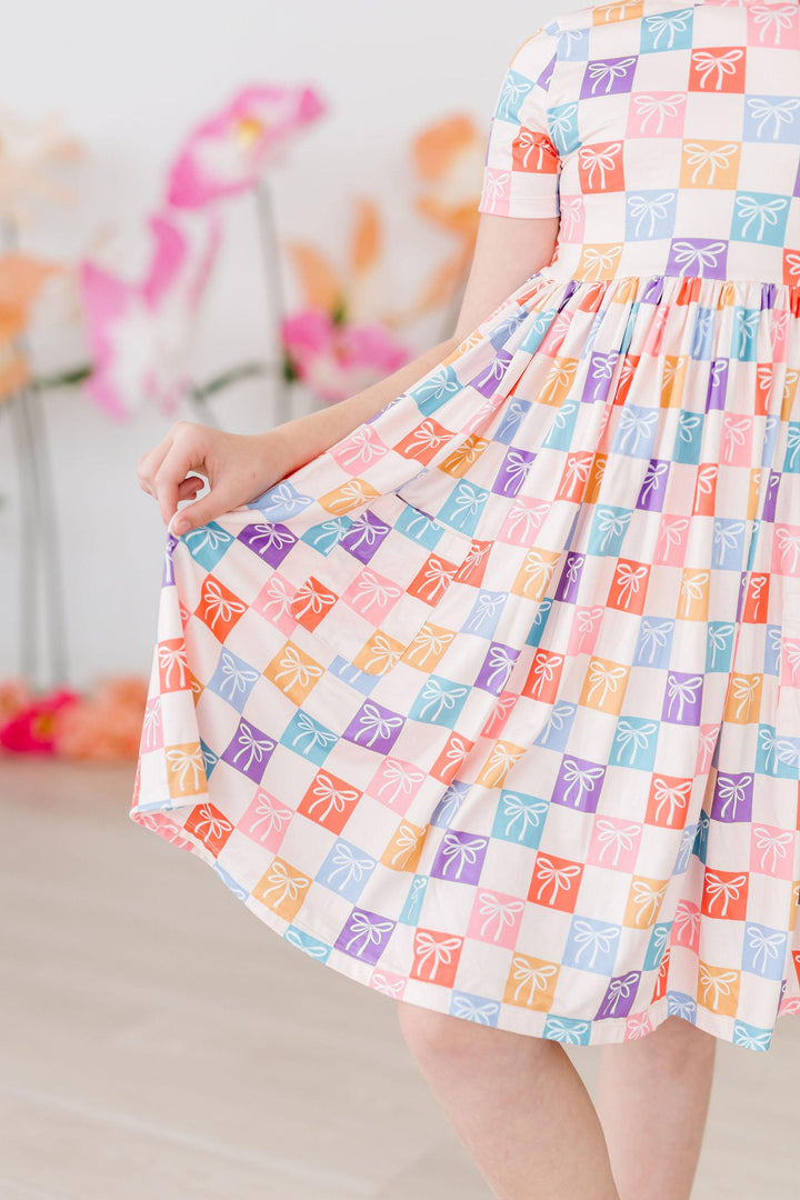 SALE Rainbow Ribbons S/S Pocket Twirl Dress-Mila & Rose ®