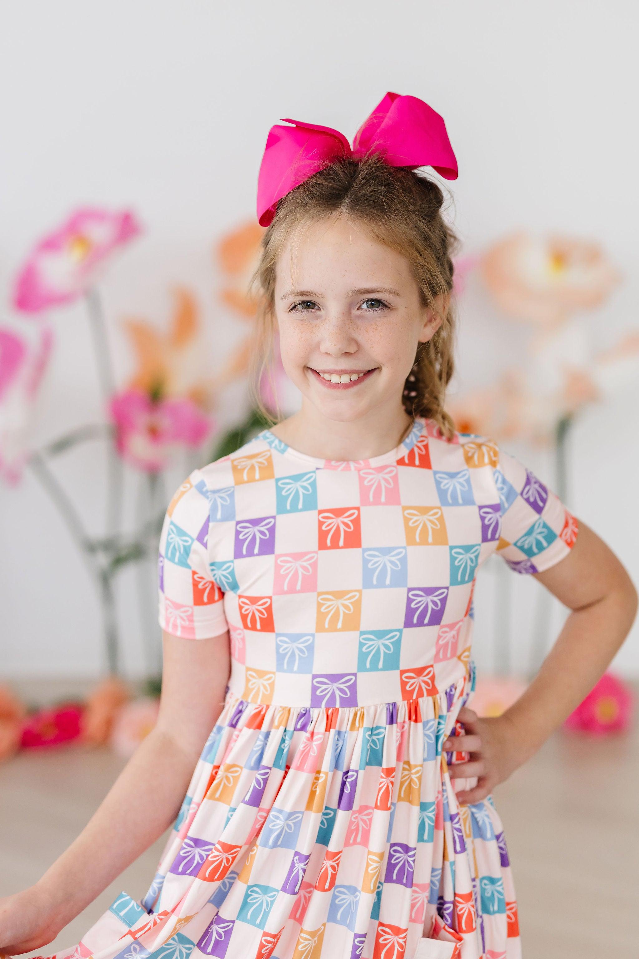 SALE Rainbow Ribbons S/S Pocket Twirl Dress-Mila & Rose ®