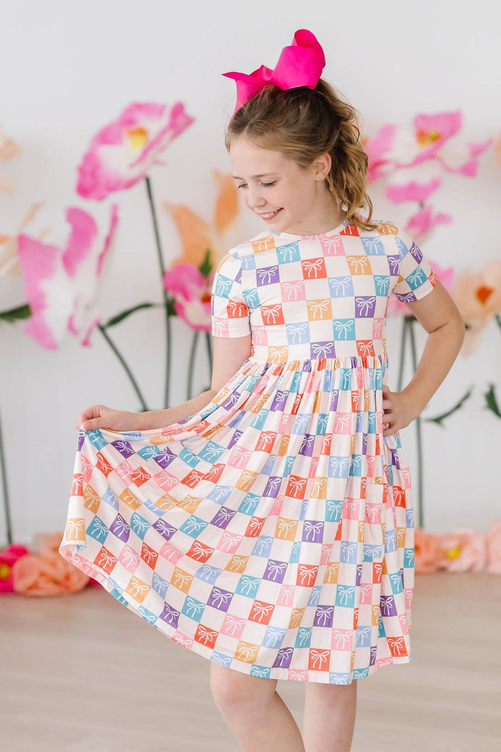 SALE Rainbow Ribbons S/S Pocket Twirl Dress-Mila & Rose ®