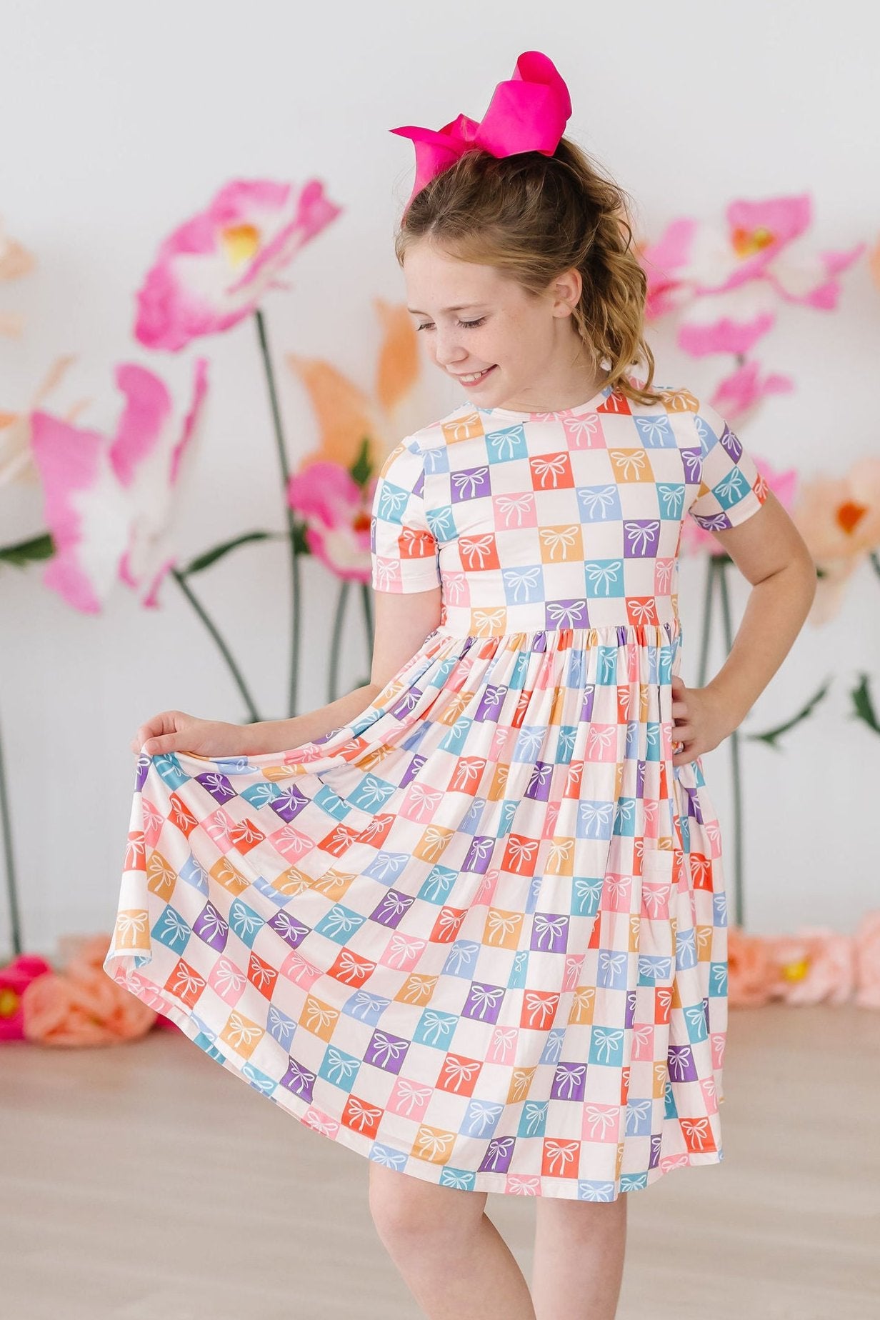 SALE Rainbow Ribbons S/S Pocket Twirl Dress-Mila & Rose ®