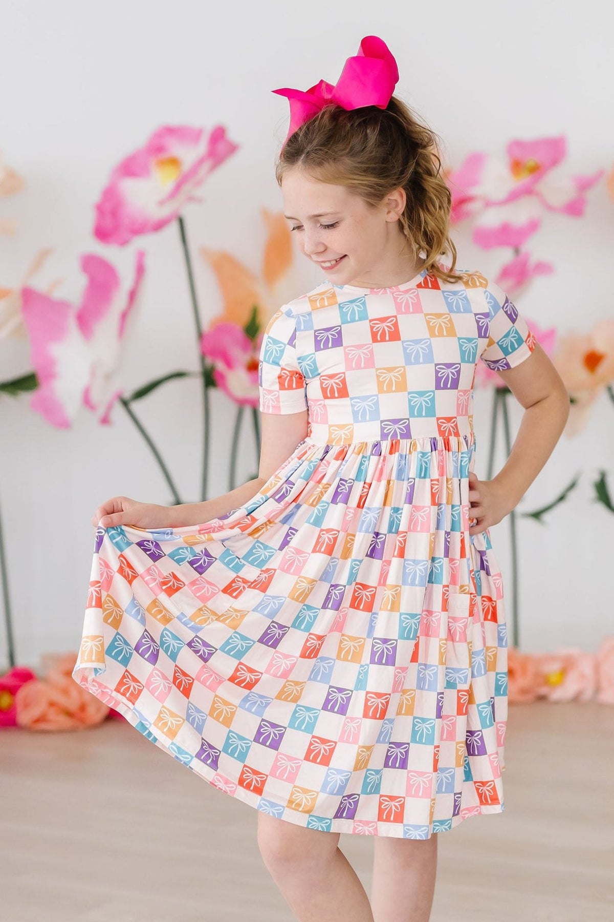 SALE Rainbow Ribbons S/S Pocket Twirl Dress-Mila & Rose ®