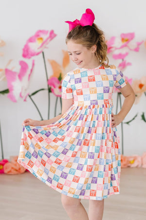 Rainbow Ribbons S/S Pocket Twirl Dress-Mila & Rose ®