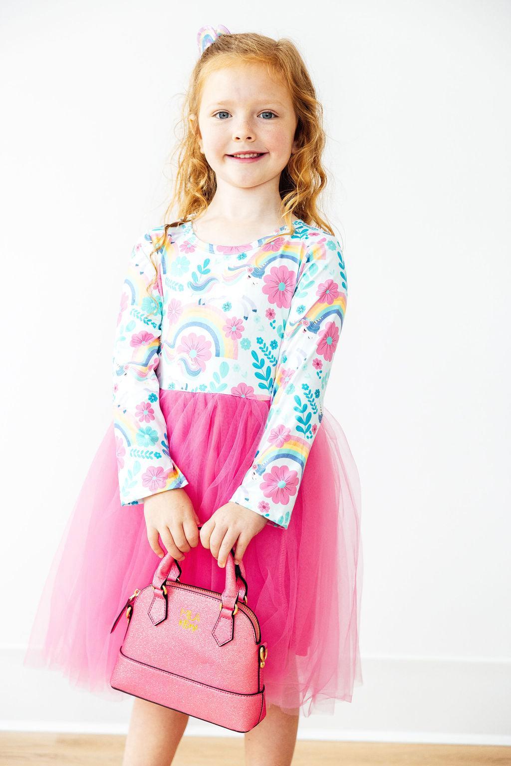 Rainbow Sparkle L/S Tutu Dress-Mila & Rose ®