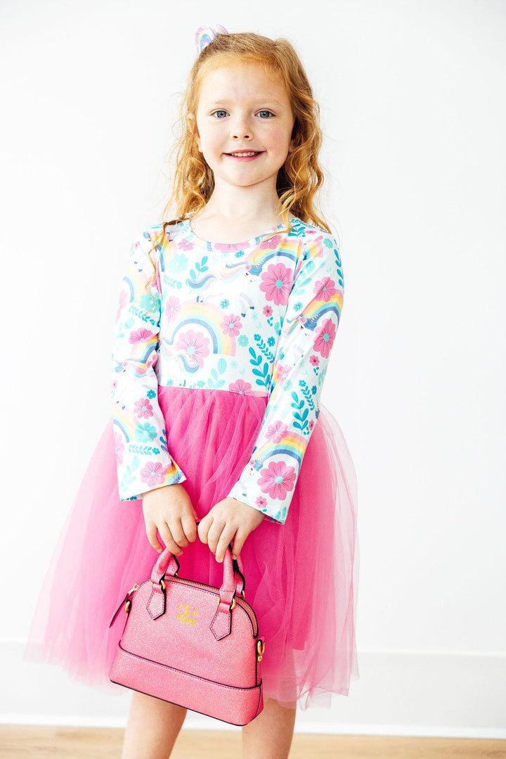 Rainbow Sparkle L/S Tutu Dress-Mila & Rose ®