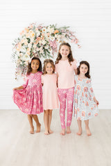 Peach Rainbow 3/4 Sleeve Pocket Twirl Dress-Mila & Rose ®