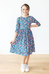 Rainforest Blooms 3/4 Sleeve Pocket Twirl Dress-Mila & Rose ®
