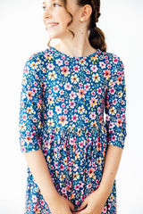 Rainforest Blooms 3/4 Sleeve Pocket Twirl Dress-Mila & Rose ®