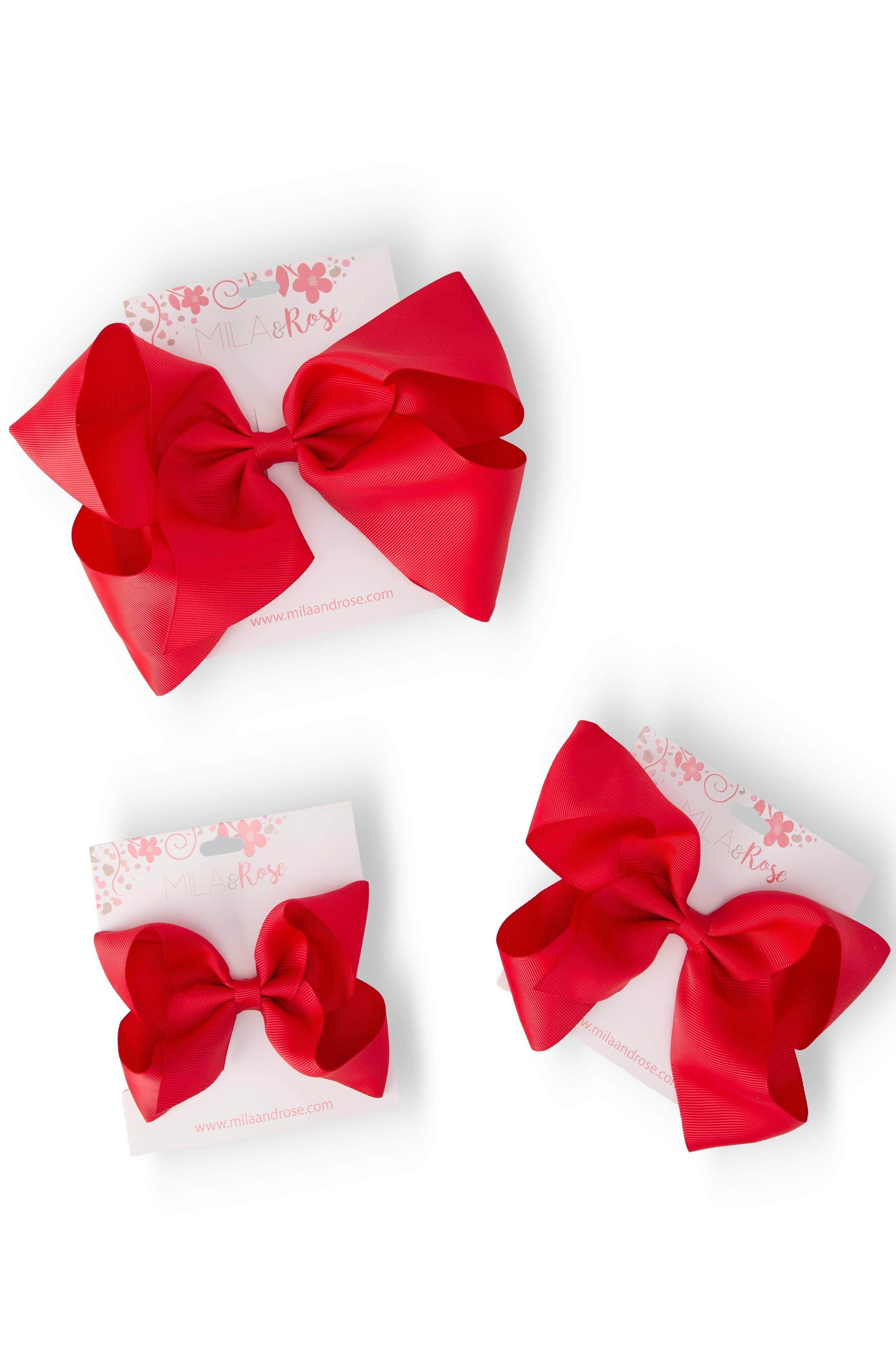 Red Grosgrain Hair Bow-Mila & Rose ®
